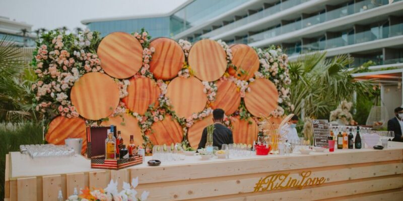 Christmas Wedding Bar Setup