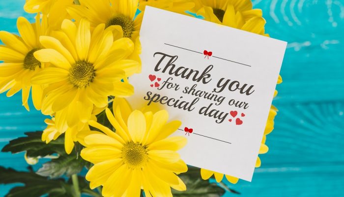 thankyou card - card with yellow flowers